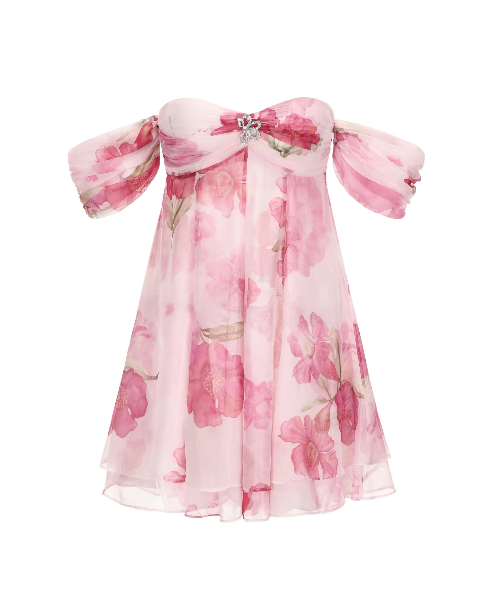 Lilly Dress (Pink) | Floral Off-Shoulder Mini Dress | Summer Dresses | Nana Jacqueline