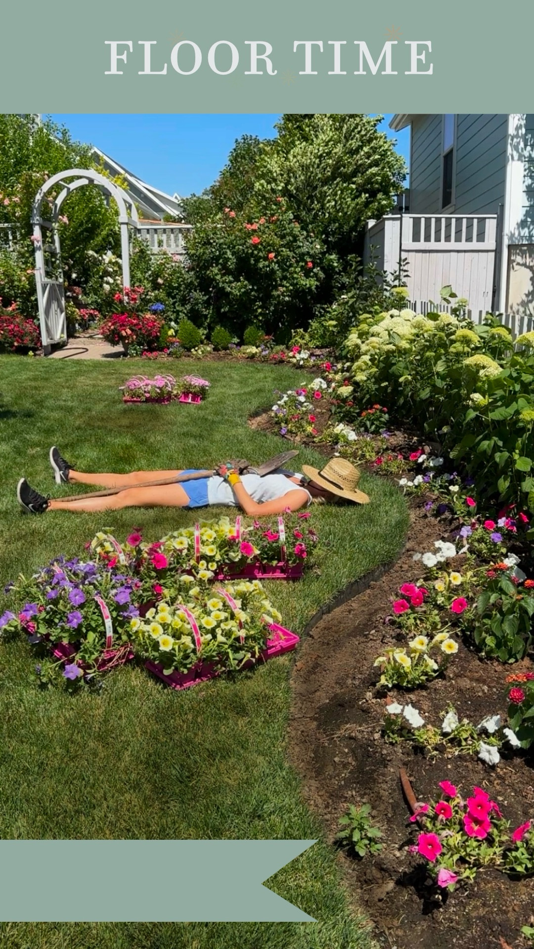 Favorite gardening outfit on repeat.  (Comment shop for links if you need them)

 Planted my annuals a touch late this year. 😂👏 But if you’re on my same timeline in Utah - you still have lots of time to enjoy them!  

Check out my petunia 101 guide in my bio if you need help with caring for and planting petunias.

All of mine were grown locally by @olsons_greenhouse_gardens for Home Depot and Walmart stores.
