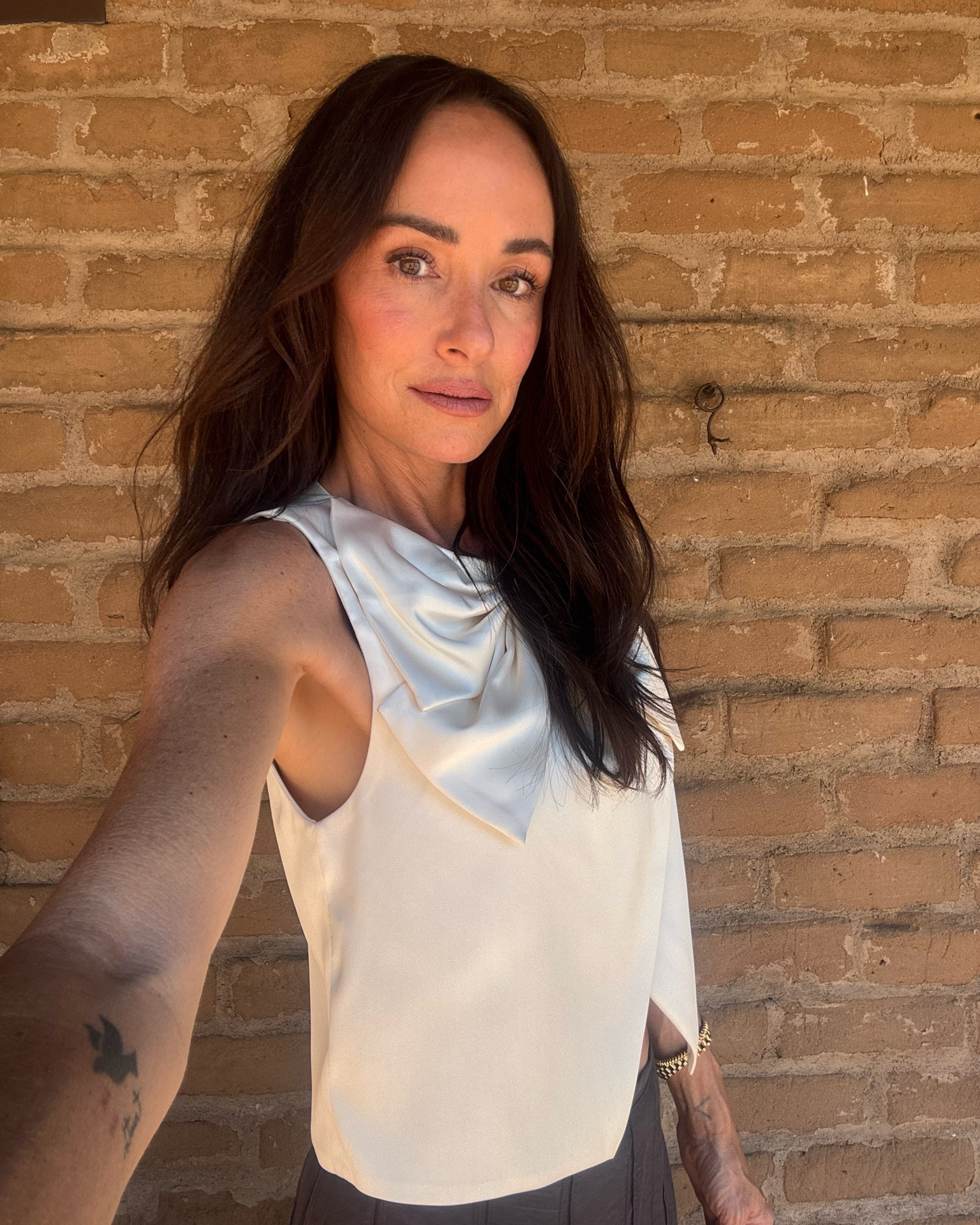 Summer brunch vibes. This is also my exact lip combo 🤍 Pls ignore the skirt cover photo the Zara has it listed incorrectly, but it is the right skirt when you click through! ￼