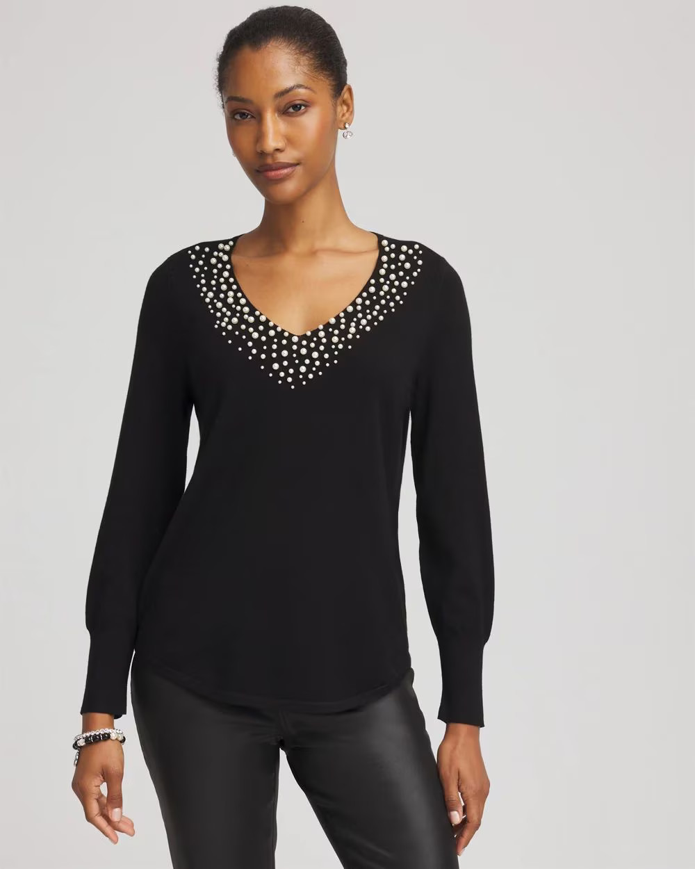 Ella Embellished V-Neck Sweater | Chico's