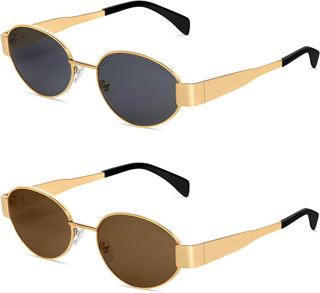 BUTABY Retro Oval Sunglasses for Women Men Designer Trendy Sun Glasses Classic Shades UV400 Prote... | Amazon (US)