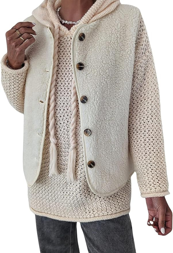 CHARTOU Women Fuzzy Fleece Vest Open Front Cardigan Gilet Sleeveless Sherpa Jacket Outwear | Amazon (US)