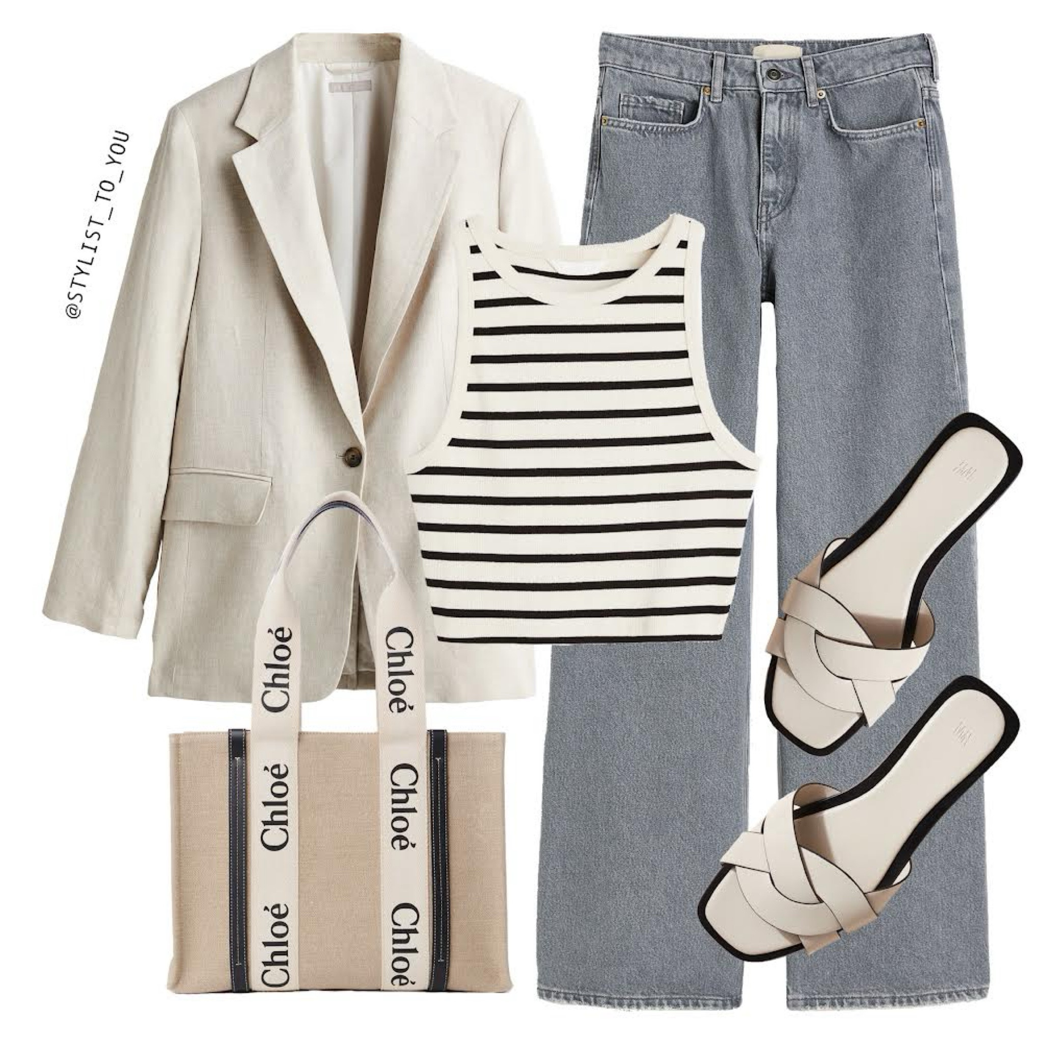 Starting the week with a classic chic look: blazer and jeans combo 👖💼

Styling a black and white bretton stripe racer vest tank sleeveless top t-shirt with an oversize ecru cream off-white beige blazer jacket, pale light mid grey wide straight leg jeans, monochrome sandals and a Chloe tote shopper bag, effortless style, accessories, easy outfit, capsule wardrobe, casual look, spring outfit, H&M, everyday style, chic style, modern look, timeless fashion, comfortable stylish outfit, simplicity, smart casual, relaxed look, neutral colours, Spring Style, Fashion Inspiration, Outfit Ideas, Work Wear, Office Outfits, Business Look, Smart Casual, Virtual Stylist, Styling Tips, How to Wear, Wardrobe Inspo, Fashion Trends, Chic Outfit, Elegant Style, Capsule Closet, Everyday Look, Style Daily, Minimalist, What to Wear, Street Style, Cute Outfits, Comfy, Stylish, Neutral Style, Trending Now, Versatile Outfit Ideas, Everyday Outfits, Comfortable, Chic Trends, Spring Fashion, SS24, Aesthetic 