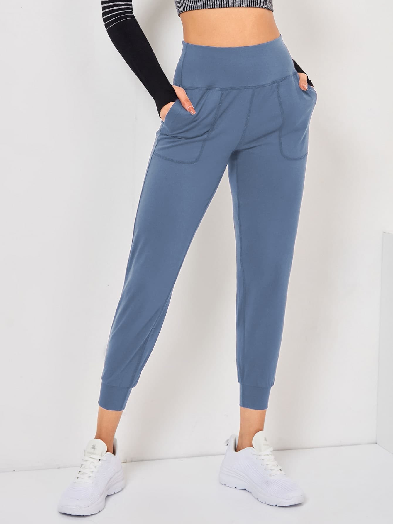 Breathable Softness Wide Waistband Slant Pocket Sports Pants | SHEIN