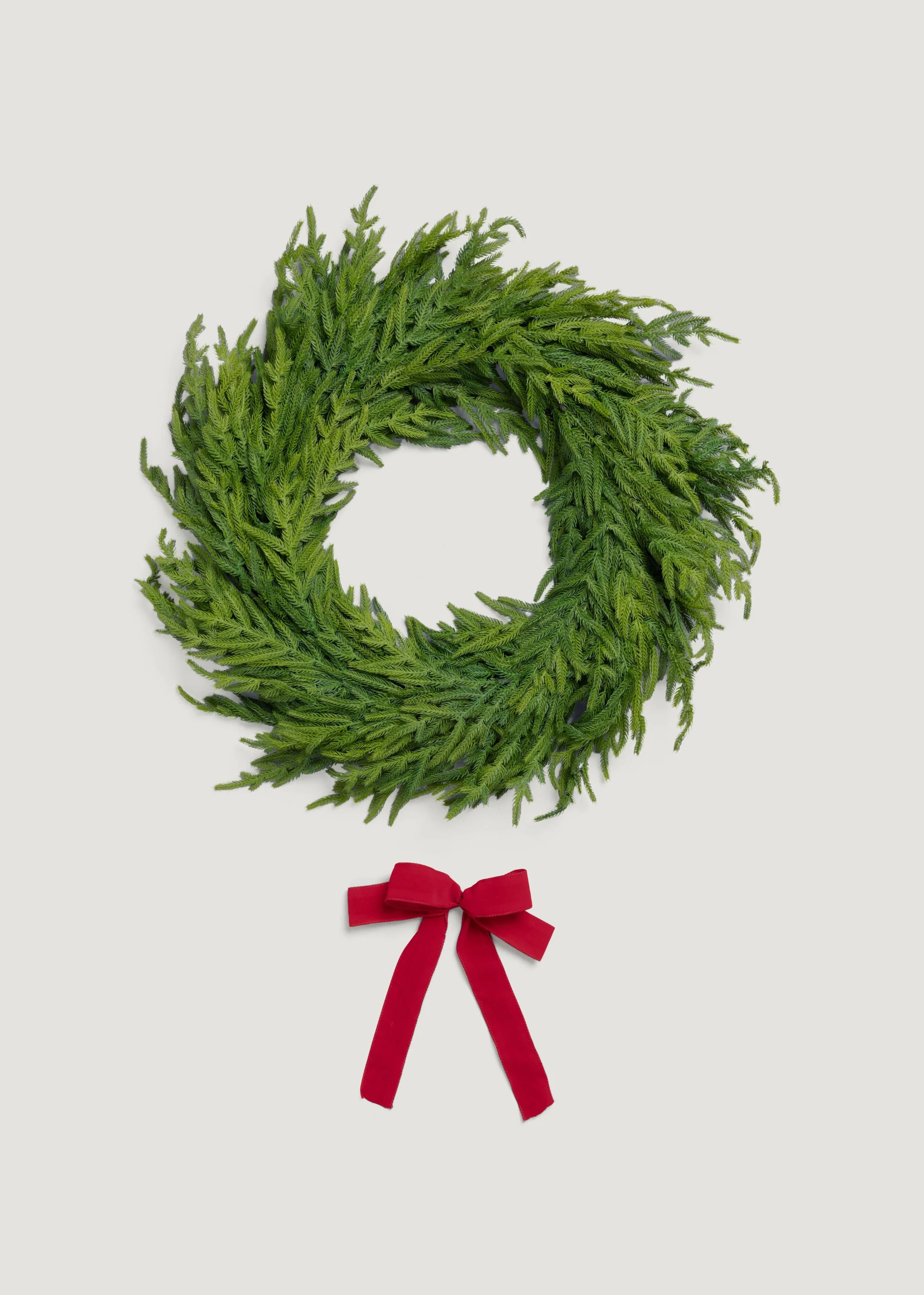 Artificial Norfolk Pine Wreath with Bow | Holiday Wreaths at Afloral | Afloral