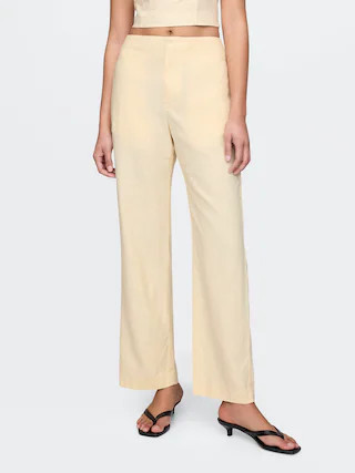 Linen-Blend Relaxed Straight Ankle Pants | Gap (US)
