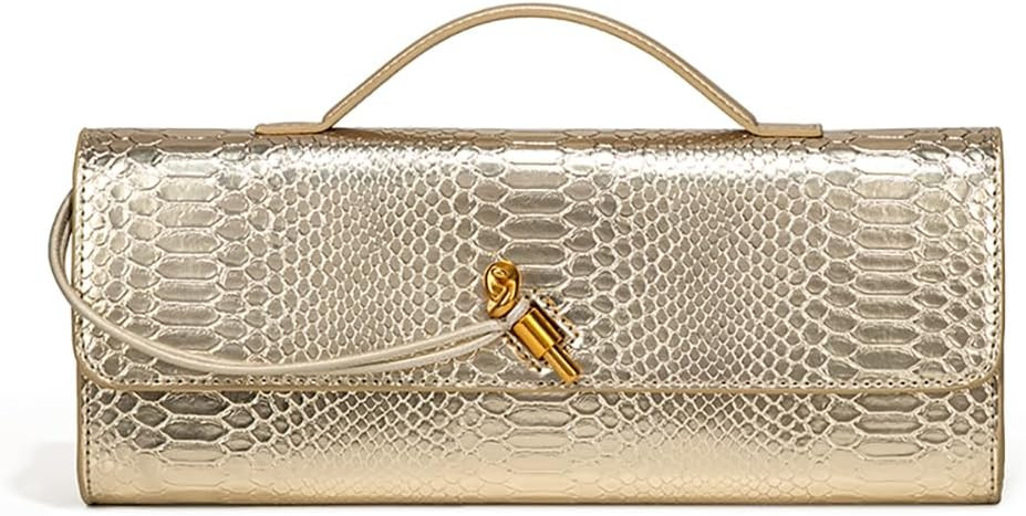 Womens Fashion Leather Clutch Bag Crocodile Print Evening Handbag Crossbody Tote Bag | Amazon (US)