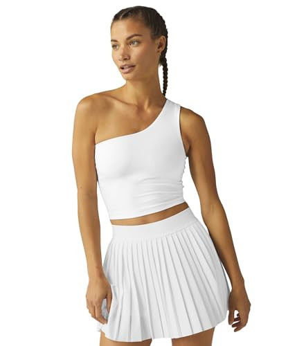 Beyond Yoga Women's Spacedye The Bold Shoulder Cropped Tank Cloud White Small | Amazon (US)