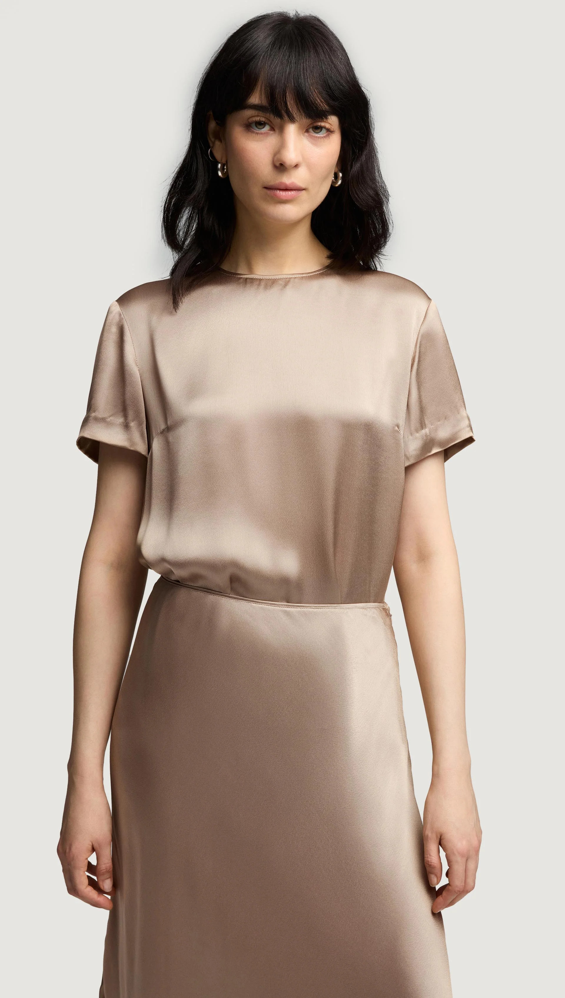 Woven Top in Viscose Satin | Women's Tops | Argent | Argent