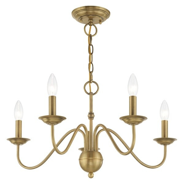 Livex Lighting Windsor 5-Light Mini Chandelier - 24"Dia. x 13"H - 24"Dia. x 13"H - Antique Brass ... | Bed Bath & Beyond