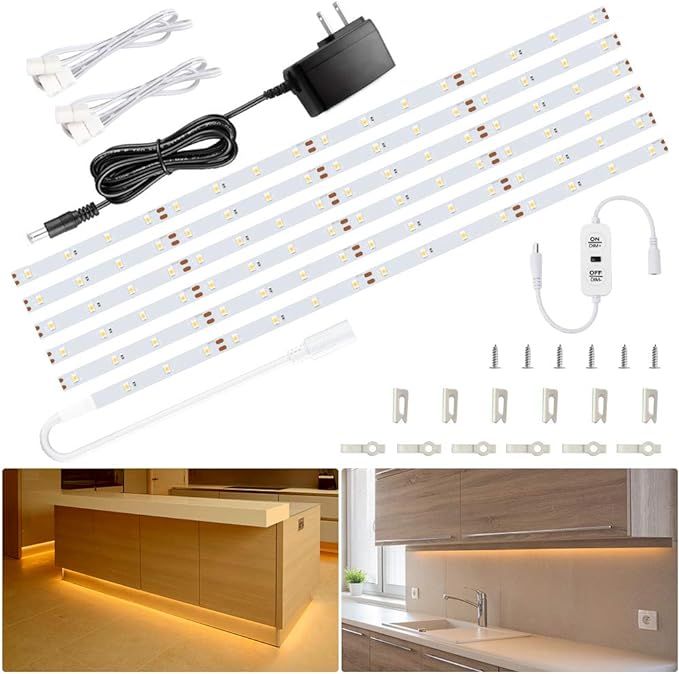 Ustellar 20ft LED Under Cabinet Lighting Kit Hand Wave Activated, Dimmable Light Strip, Under Counte | Amazon (US)