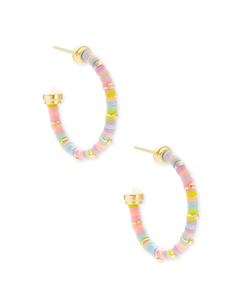 Reece Gold Small Hoop Earrings in Pink Pastel Mix | Kendra Scott