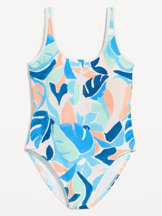 Half-Zip One-Piece Swimsuit for Women | Old Navy (US)