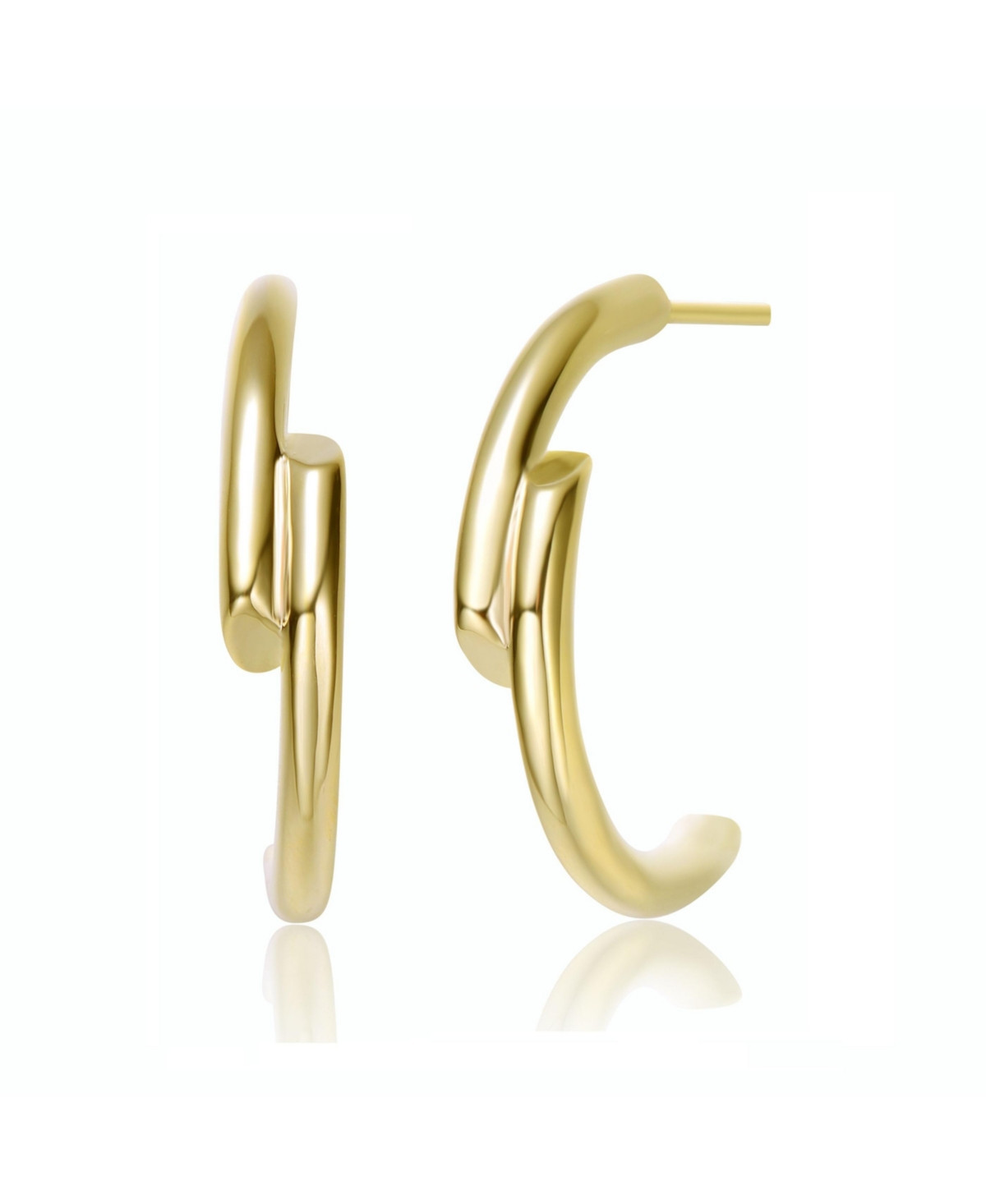 14K Gold Plated Open Half Hoop Earrings - Gold | Macy's