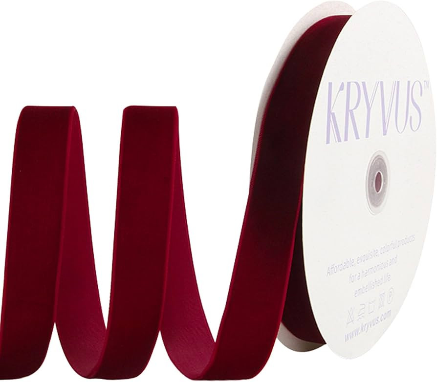 Burgundy Velvet Ribbon 1 Inch x 25Yards, Nylon Vintage Velvet Ribbons Perfect for Christmas Decor... | Amazon (US)