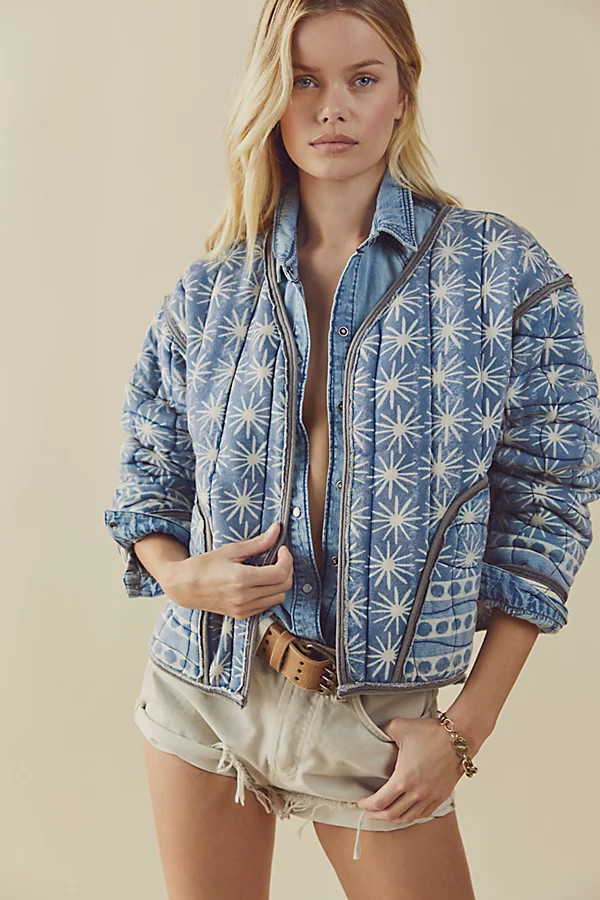 Kara Quilted Cardi by We The Free at Free People, Pacific Combo, L | Free People (Global - UK&FR Excluded)