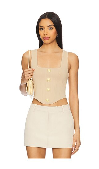 Saga Square Neck Top in Almond | Revolve Clothing (Global)