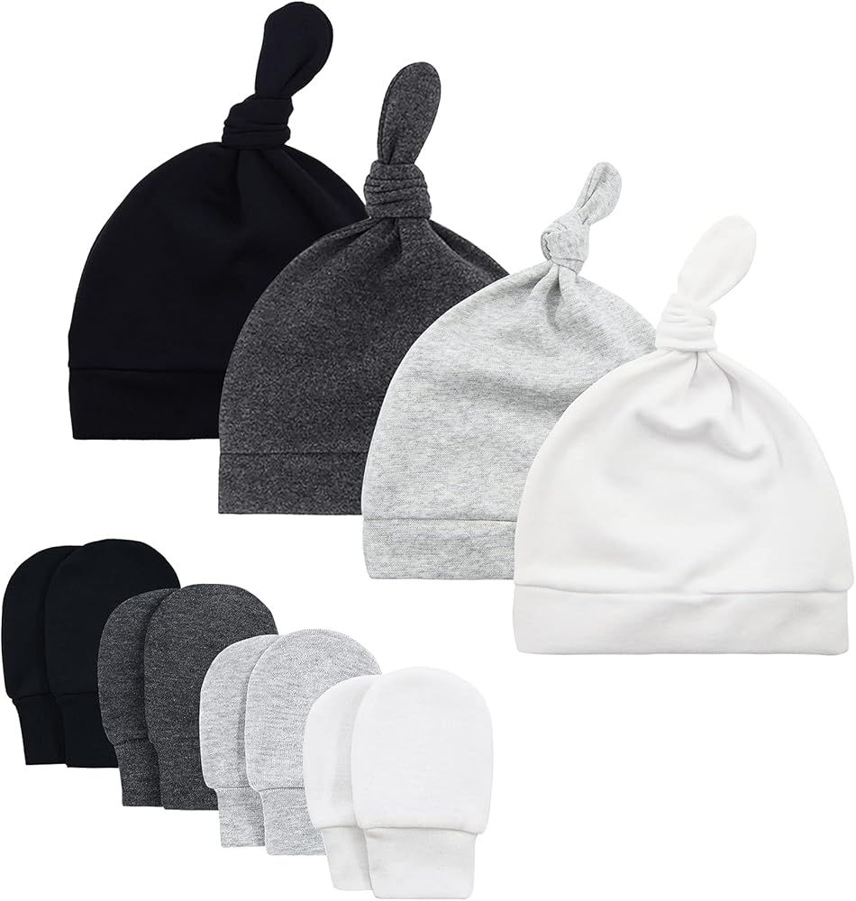 Durio Newborn Baby Hat Mittens Soft Baby Hat and Mittens Set Cute Baby Mittens 0-6 Months Hat Mitten | Amazon (US)