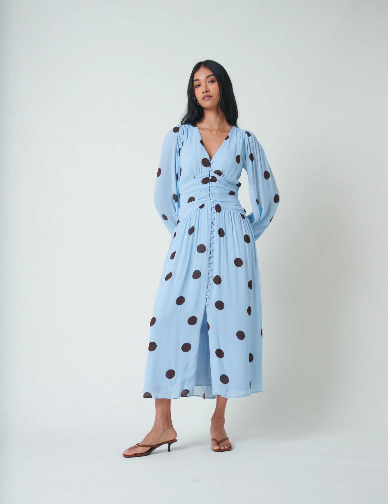 Blue Polka Dot Luna Midi Dress | Nobody's Child