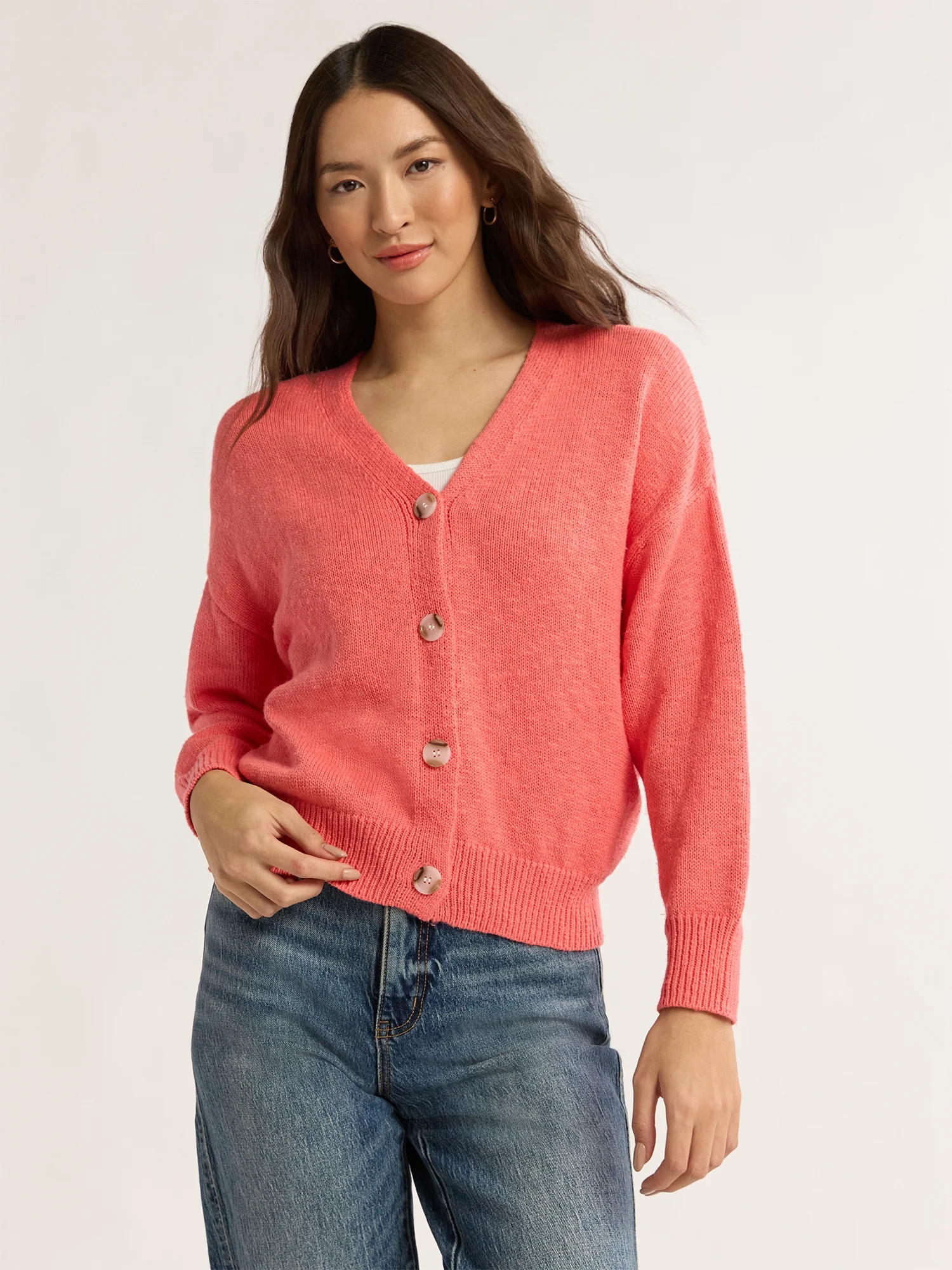 Time and Tru Women’s Cotton Boyfriend Cardigan Sweater, Lightweight, Sizes XS-XXXL | Walmart (US)