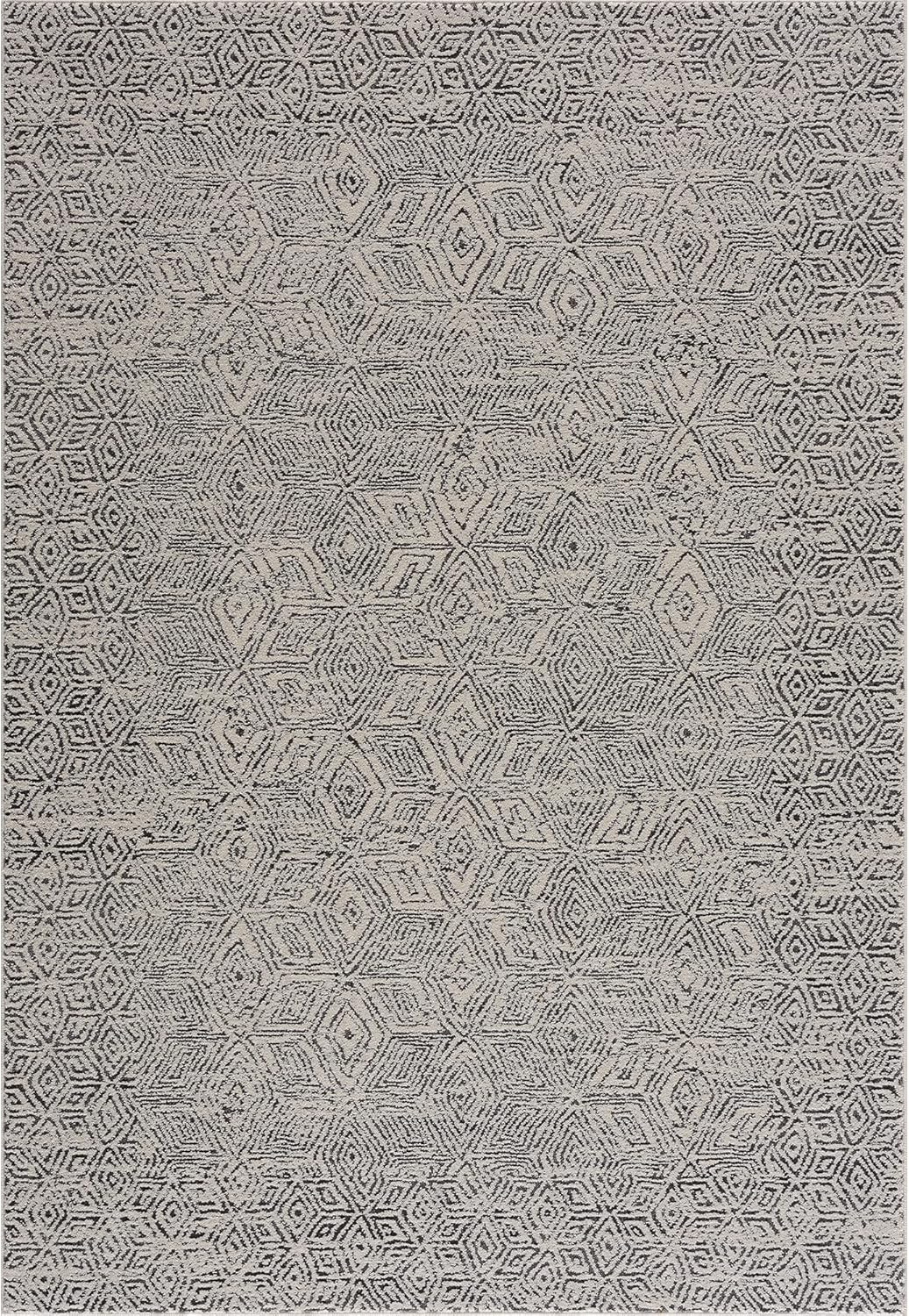Geometric Ivory Gray Area Rug - Tribal Thick High Low Pile 4x6 Rug for Living Room, Bedroom and K... | Amazon (US)