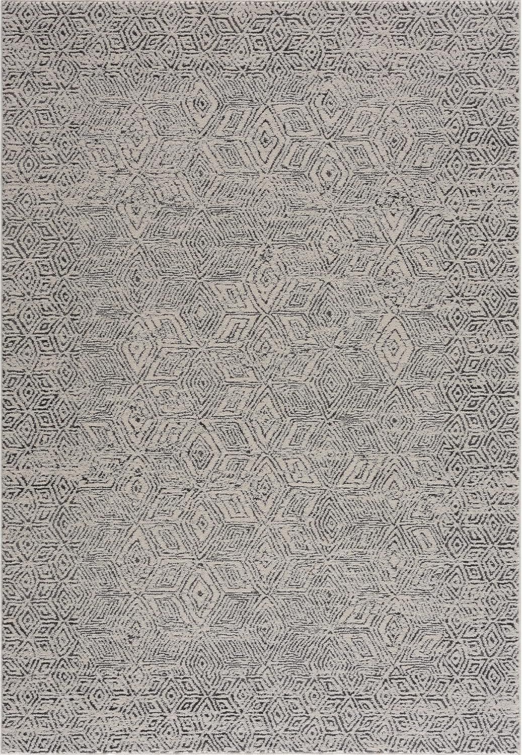 Geometric Ivory Gray Area Rug - Tribal Thick High Low Pile 4x6 Rug for Living Room, Bedroom and K... | Amazon (US)