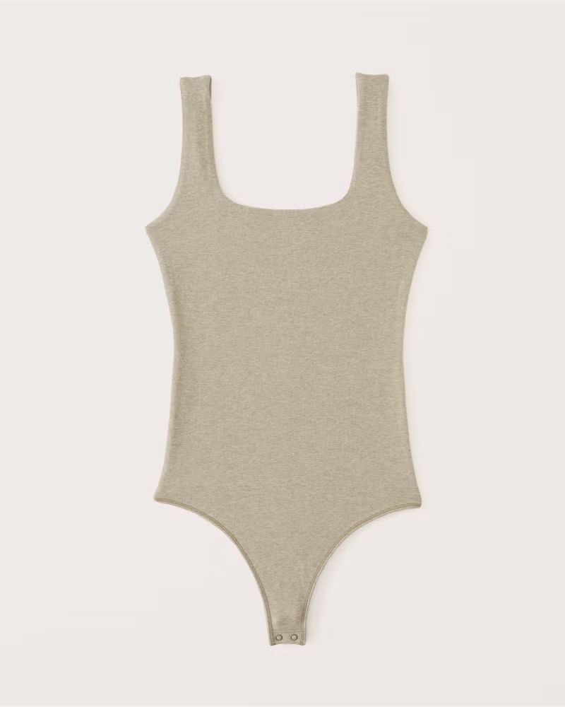 Abercrombie & Fitch Women's Cotton Seamless Fabric Squareneck Bodysuit in Light Brown - Size L | Abercrombie & Fitch (US)