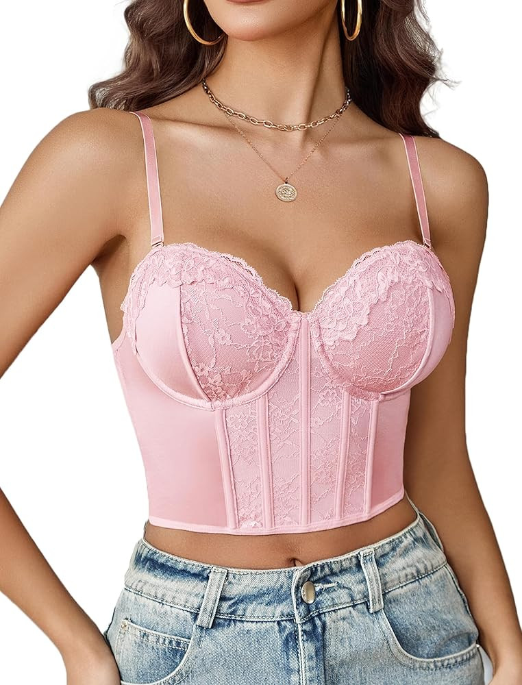 Avidlove Bustier Tops Lace Bralettes Crop Top | Amazon (US)