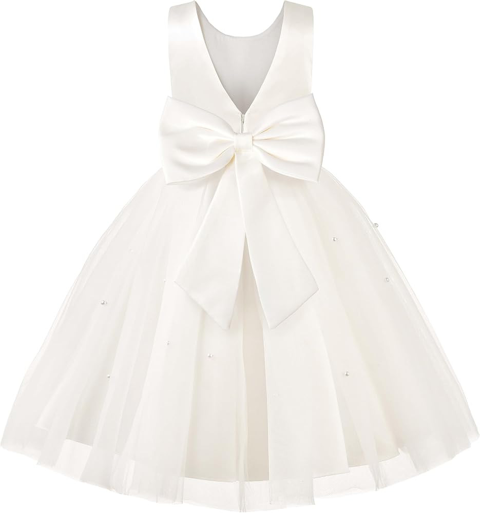 Uhnice Flower Girl Dress Satin Ball Gown for Wedding Party with Bowknot | Amazon (US)