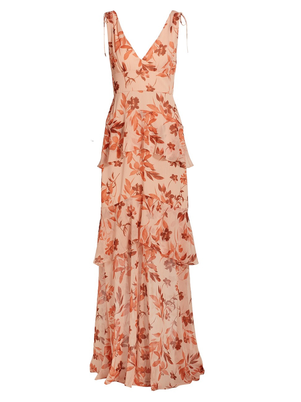 ML Monique Lhuillier Floral Chiffon Tiered Maxi Dress | Saks Fifth Avenue