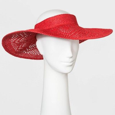 Women's Crochet Visor Hat - A New Day™ Red | Target