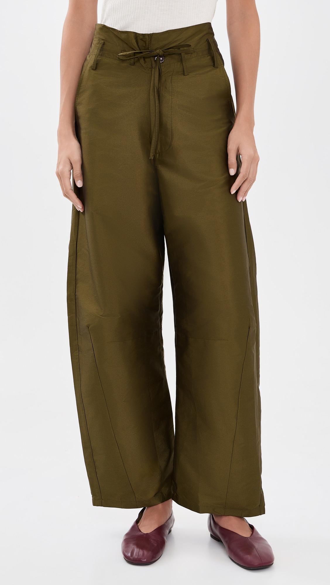 Chan Luu Techno Taffeta Barrel Pants Sage 3 | Shopbop