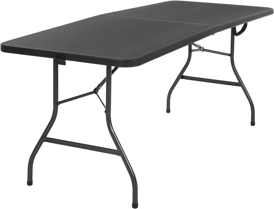 COSCO Molded Fold-in-Half Banquet Table w/Handle, 6 Foot, Black | Amazon (US)