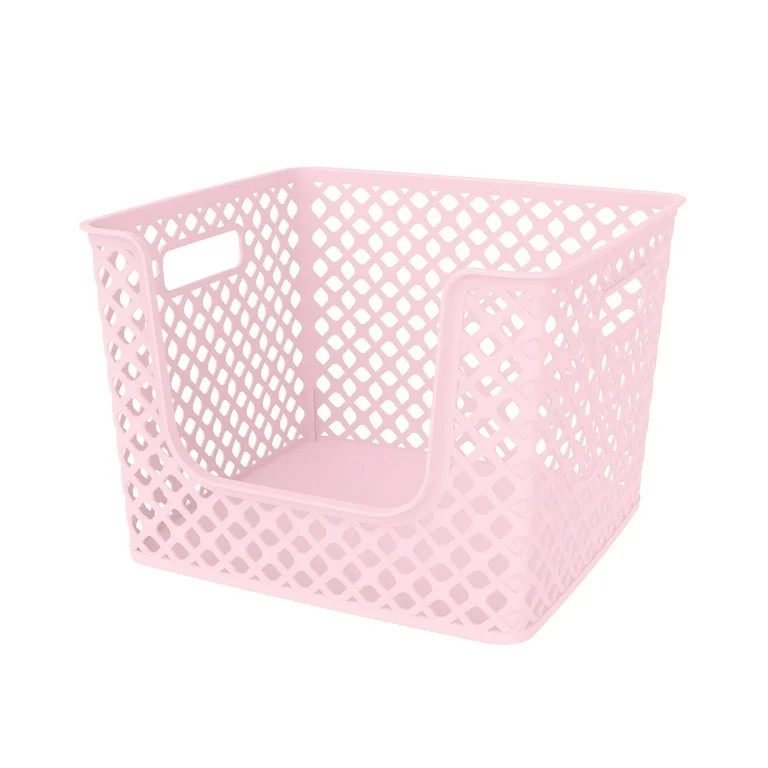 Mainstays Open Front Decorative Basket, Pink Blush | Walmart (US)