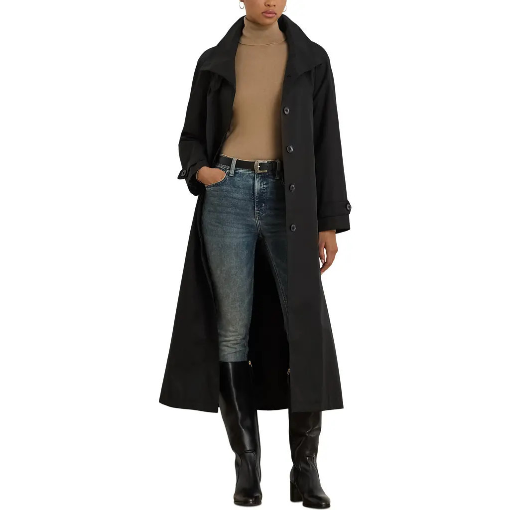 Lauren Ralph Lauren Cotton Blend Coat in Black at Nordstrom, Size Large | Nordstrom