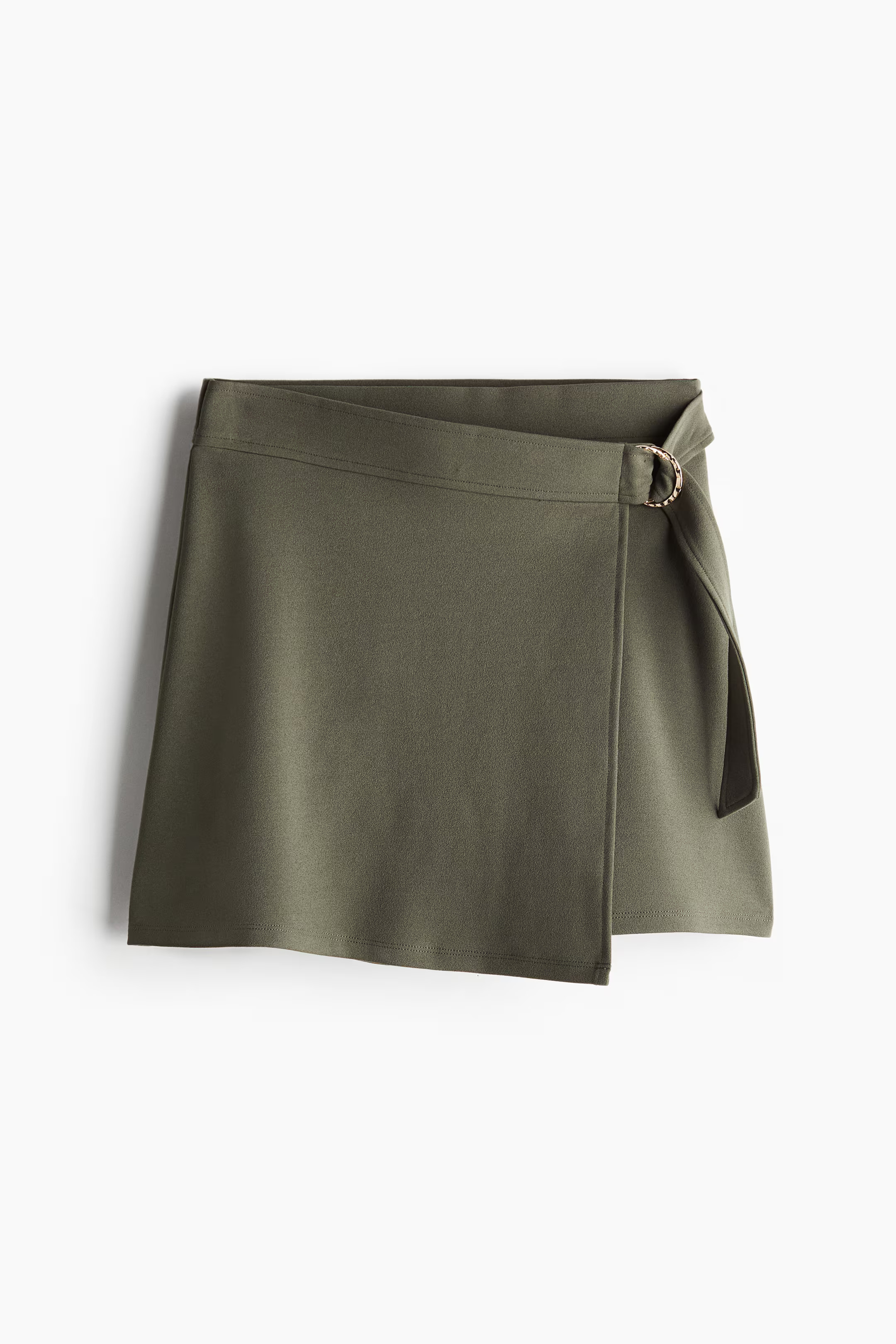 Jersey wrap skort - High waist - Short - Dark khaki green - Ladies | H&M GB | H&M (UK, MY, IN, SG, PH, TW, HK)