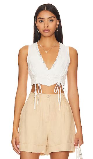 Beatrice Deep V Top in White | Revolve Clothing (Global)