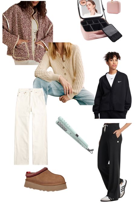 This week’s favorites and my go-to travel items. 

The pink floral jacket is such a good Free People lookalike but for $150 less! I got a medium but could have done a small. It’s oversized. 

The Nike cardigan runs big. I got an XS. 

Vuori pants are delicious! Can pants be delicious? Because these are! I got a medium. 

Cream jeans are so comfy and the fit is fab. I got a 28/6 regular. 

Sezane sweater is true to size. 

Ugg lookalikes are also true to size. 

Sambas run a full size big. 

The root crimper is giving my hair life! Make sure to check out my tutorial, plus the before and after of my hair on my IG. 

And best makeup bag with lighted mirror. So nice for traveling when hotel lighting is the worst!