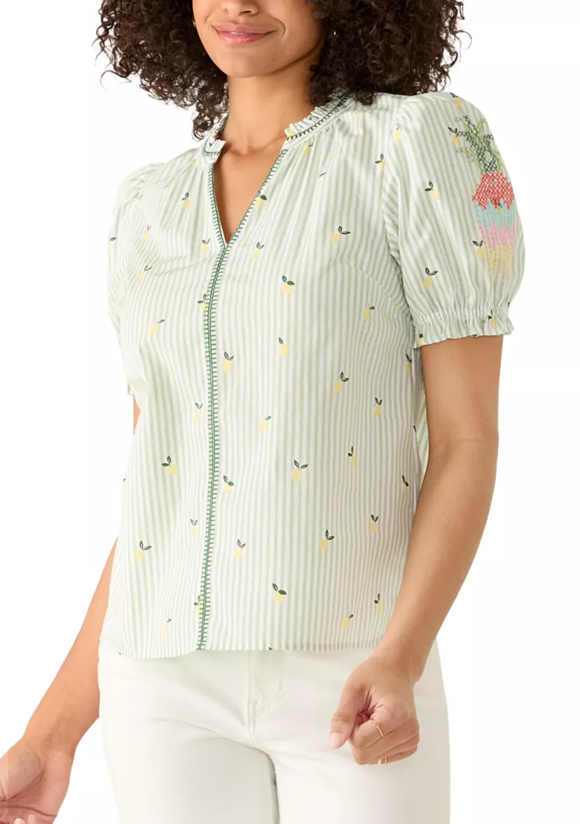 Women's Print Puff Sleeve Peasant Shirt | Belk
