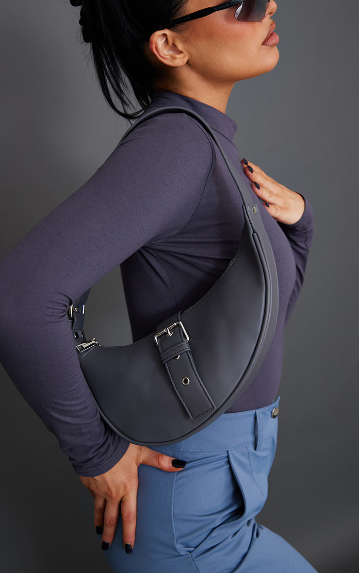 Blue Steel Half Moon Buckle Shoulder Bag | PrettyLittleThing US