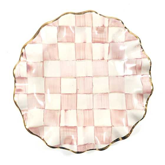 Rosy Check Ceramic Fluted Dessert Plate | MacKenzie-Childs