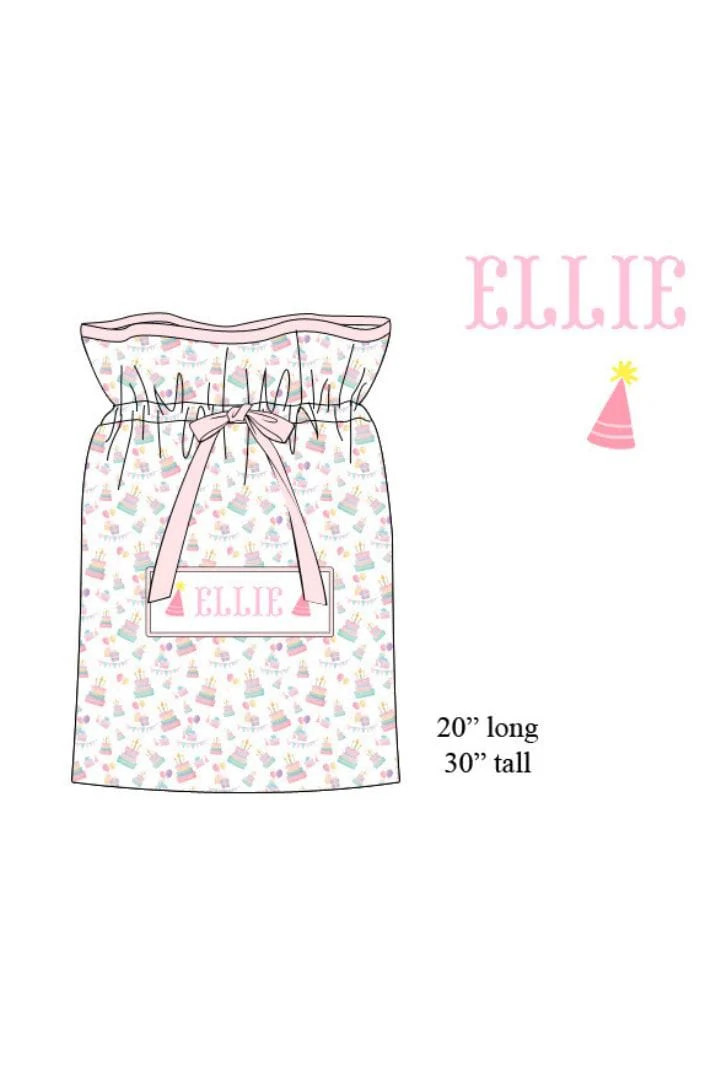 Pre-Order Hand Smocked Custom Name Birthday Pink Present Bag | The Smocked Flamingo