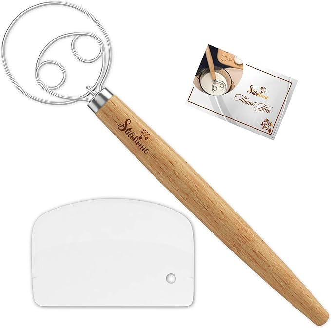 Danish Dough Whisk 13 Inch Stainless Dutch Bread Whisk, Kitchen Bread Mixer Whisk Scraper For Coo... | Amazon (US)