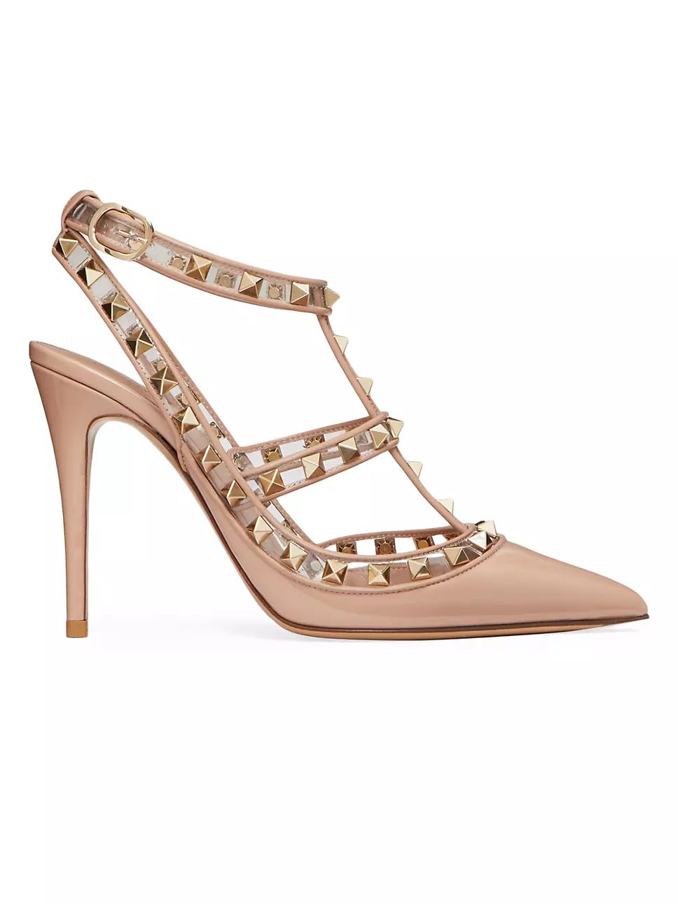 Rockstud Pumps In Patent Leather And Polymeric Material With Straps 100 MM | Saks Fifth Avenue