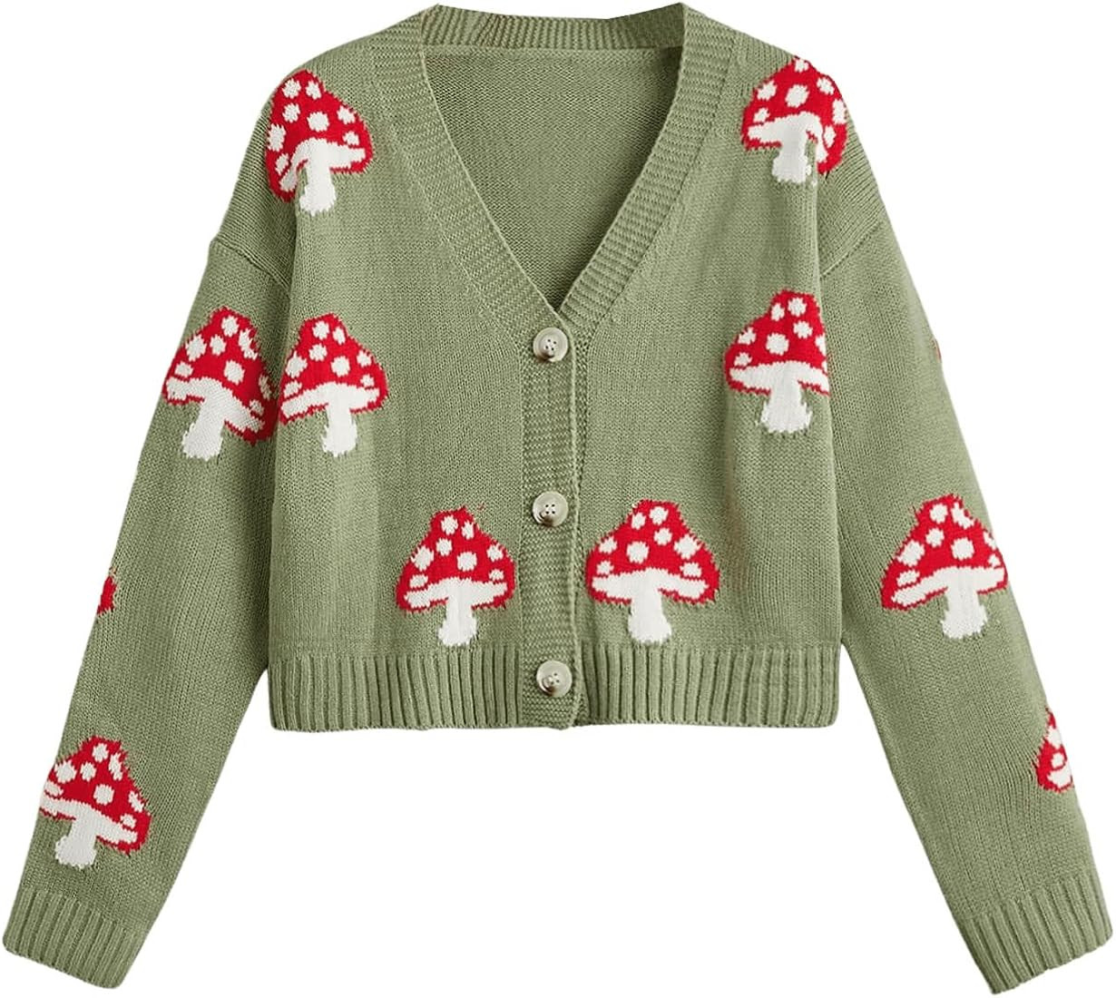 SweatyRocks Women's Long Sleeve Plaid Button Front V Neck Soft Knit Cardigan Sweaters | Amazon (US)