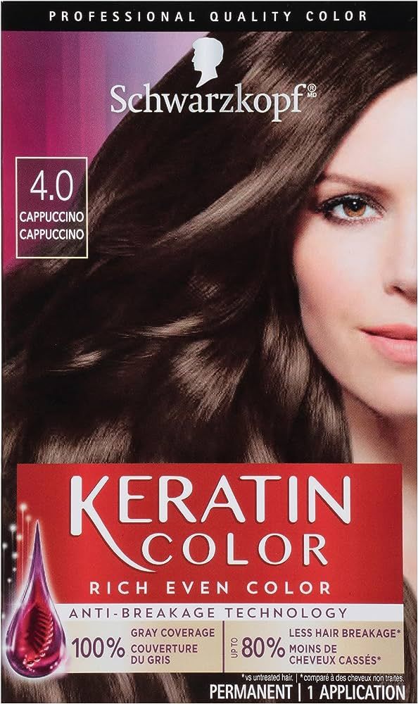 Schwarzkopf Keratin Color Permanent Hair Color Cream, 4.0 Cappuccino, 1 Count | Amazon (US)