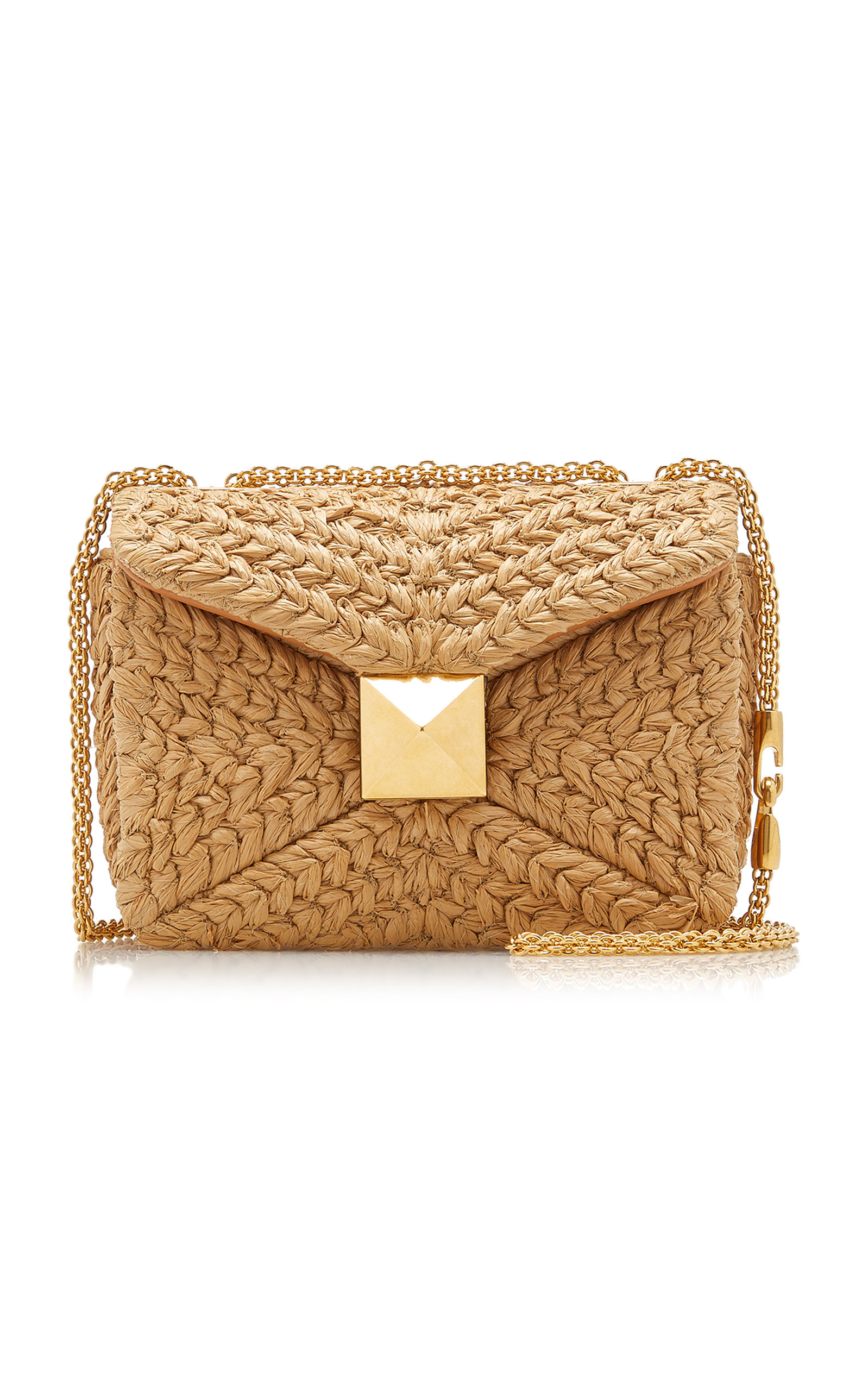 Valentino Garavani Small One-Stud Raffia Bag | Moda Operandi (Global)
