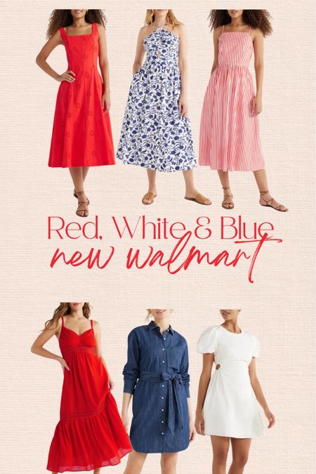 New Walmart dresses! Red, white & blue🇺🇸 Memorial Day outfits, Memorial Day dresses, red eyelet dress, floral dresses, Mother’s Day dresses, Walmart Wednesday, chambray dress, country concert dress 

#LTKfindsunder100 #LTKSeasonal #LTKfindsunder50