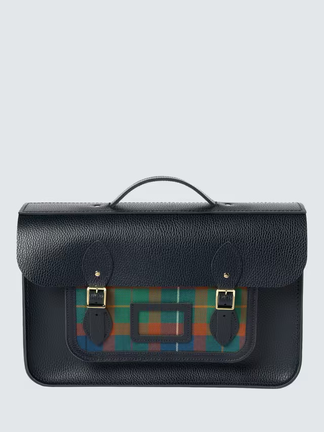 Cambridge Satchel Leather Batchel Bag, Tartan/Navy | John Lewis (UK)
