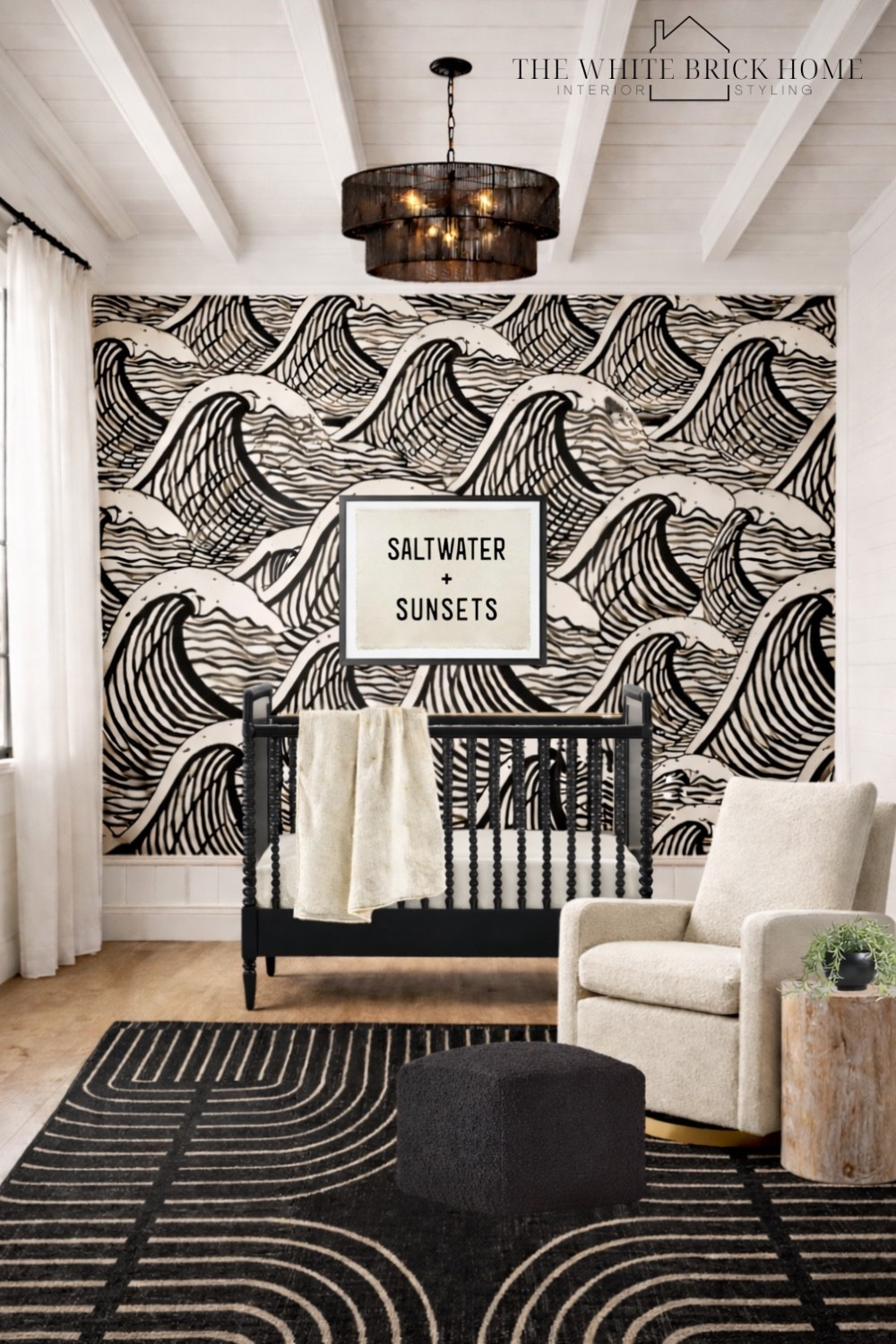 A bold yet fun coastal nursery where graphic waves, warm ivory tones, and modern black accents create a timeless space that grows beautifully with your baby. 
🖤🖤
Nursery, nursery decor, nursery design, nursery ideas, nursery wallpaper, coastal nursery, nursery crib, nursery rug, rug, black and white nursery, coastal nursery modern, modern nursery, nursery design, gender neutral nursery, nursery furniture, nursery glider, nursery wall art, nursery bedding, nursery side table, nursery glider, crib, Jenny lind crib, crib, black crib, modern nursery, neutral nursery, baby boy nursery, baby girl nursery, Etsy, wayfair, crate and kids 


#LTKHome #LTKBaby #LTKBump